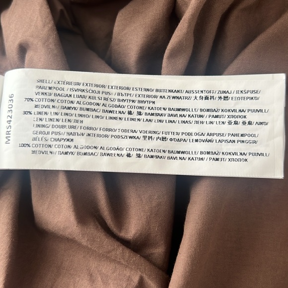 Mon Renn Brown Cream Embroidered Smock Back Midi Sundress Pockets US Large - Picture 11 of 14